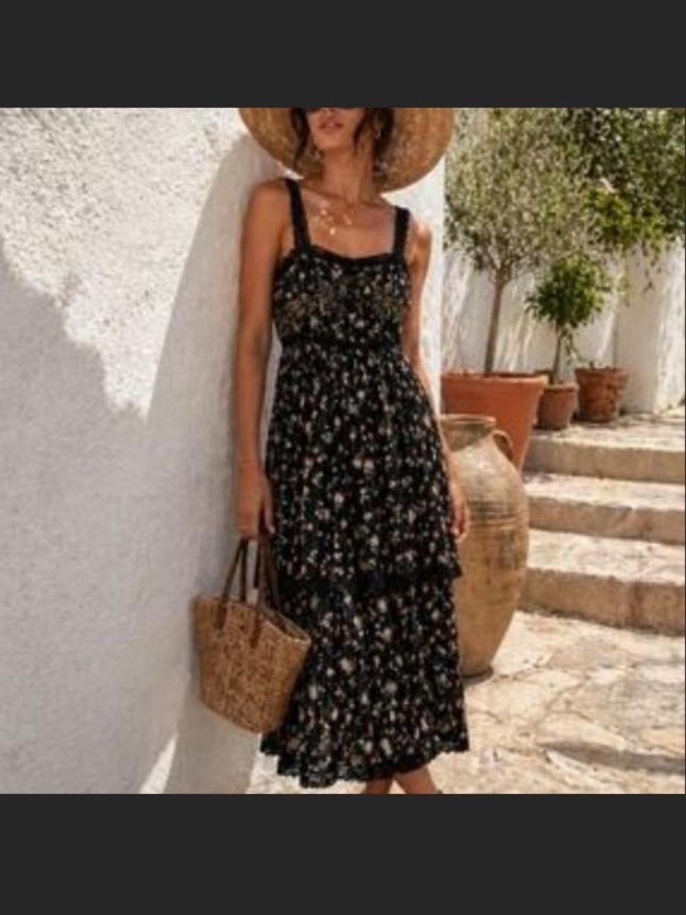 Zara Black Floral Midi Dress